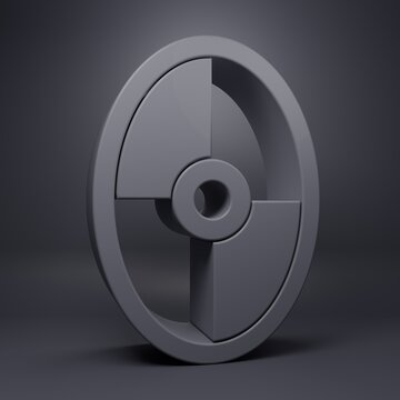 Grey Greek shield with greek ornament icon isolated on grey background. Minimalism concept. 3D render illustration