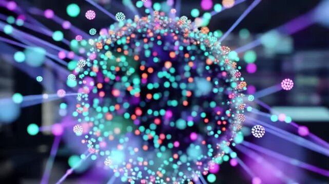 Fiber optic lights with colorful glowing stars video animation background