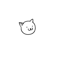 Hand Drawn Cute Round Cat Face Doodle Clipart © lucas