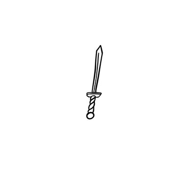 Hand Drawn Sword Dagger with Twisted Handle Doodle