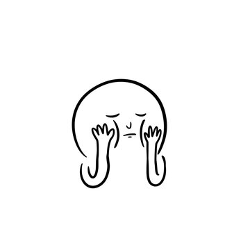 Hand Drawn Cute Crying Face Character Doodle