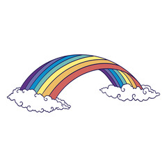 Obraz premium Colorful rainbow with white clouds