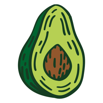 Playful avocado illustration with detailed textures