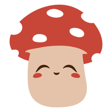 Cute mushroom with polka dots on its face