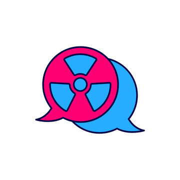 Filled outline Radioactive icon isolated on white background. Radioactive toxic symbol. Radiation Hazard sign. Vector