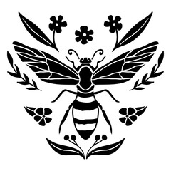 Obraz premium Intricate bee and floral design