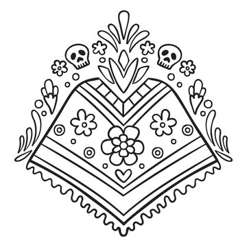 Mexican poncho with flowers