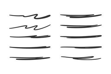 Obraz premium Collection of handwritten underlines and scribbles, perfect for design emphasis or highlighting text