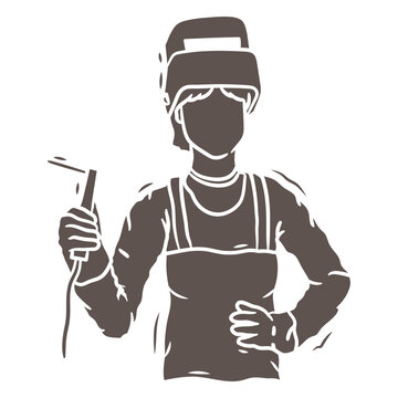 Woman welder illustration with welding tool design for t-shirt