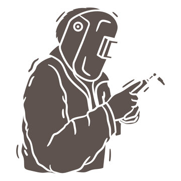 Welding silhouette design featuring a welder in action