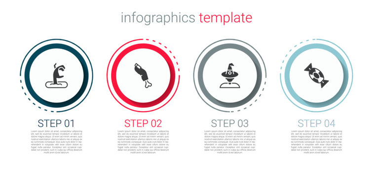 Set Zombie hand, finger, Witch and Candy. Business infographic template. Vector