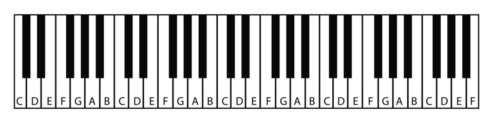 Piano Keyboard Vector Diagram – Musical Instrument Keys Illustration for Music Education and Design © maxronju25