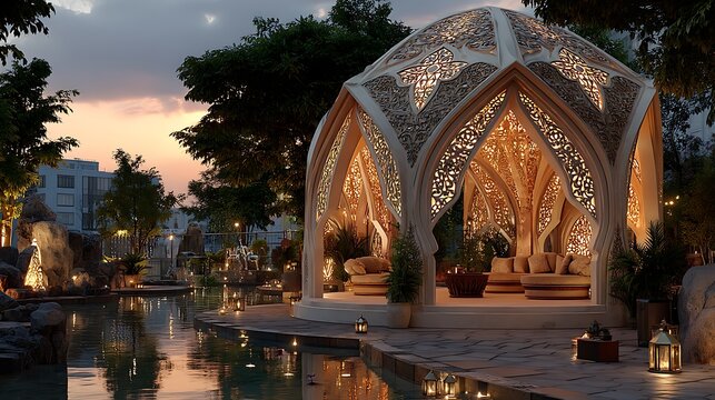 Elegant stone chhatri at golden hour high resolution picture