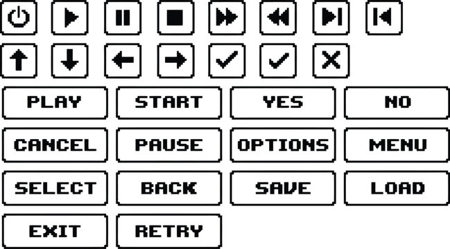 Pixel art user interface button set