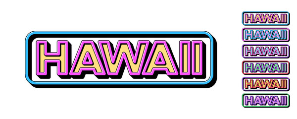 Hawaii Islands in Pacific Ocean, framed text icon set. Text Hawaii in 3D style, tourist state of USA. Isolated word Hawaii with isometric letters for graphic design in pop art style, vector set © Дмитрий Майер