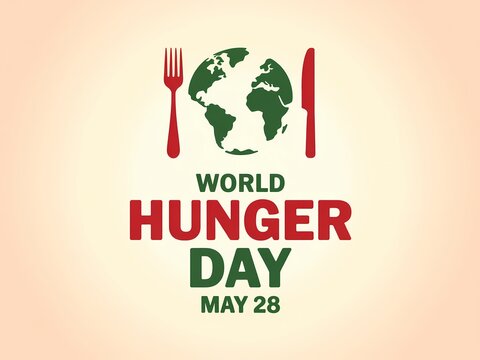 World hunger day may 28 awareness concept with globe and cutlery