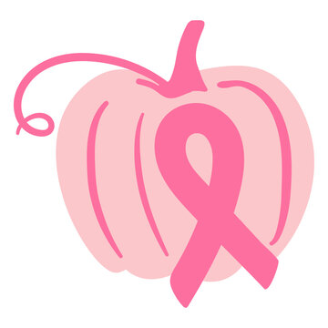 Pumpkin with a pink ribbon on it
