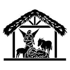 Naklejka premium Traditional nativity scene silhouette design