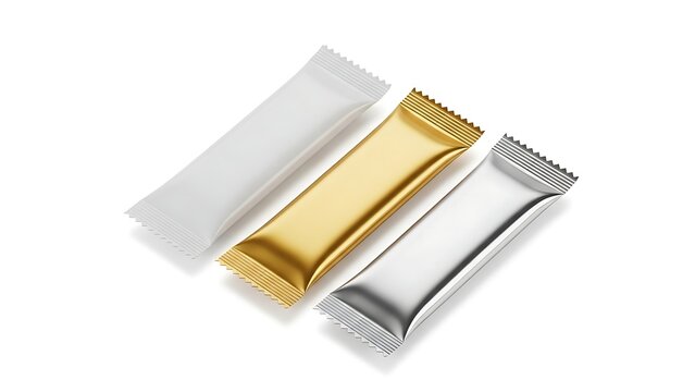 Three foil and plastic wrapped toothpaste samples