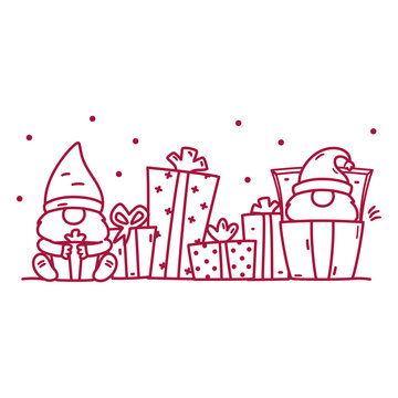 Christmas gnomes with presents