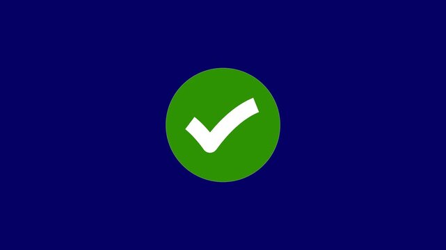 Animated reveal of a white checkmark icon in a green circle. Check Mark, Tick, Yes, OK Symbol Animation. approved tick mark icon