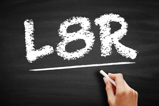 L8R is the slang abbreviation for Later. Handwritten in chalk on a chalkboard and underlined, it is a popular way to say goodbye in informal internet messages and digital social media.