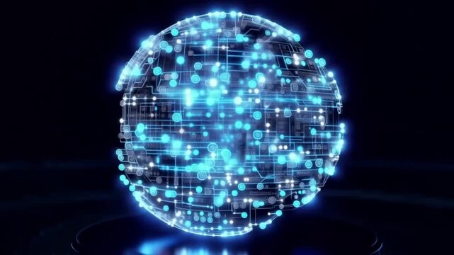 Blue disco ball with fiber optics lights background animation 4k video
