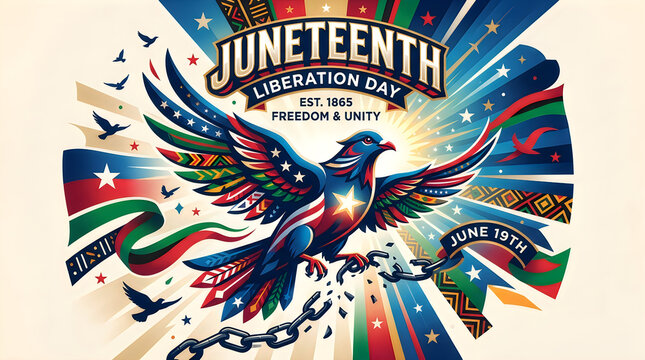 Juneteenth liberation day illustration celebrating freedom and african american history
