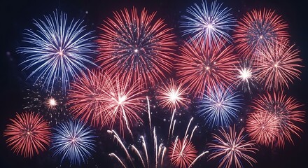 Fototapeta premium Spectacular fireworks display celebrating flag day 4th of july and independence day in the usa