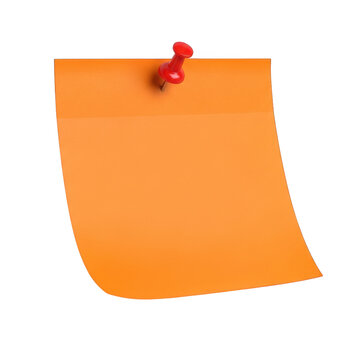 Orange sticky note with red pushpin