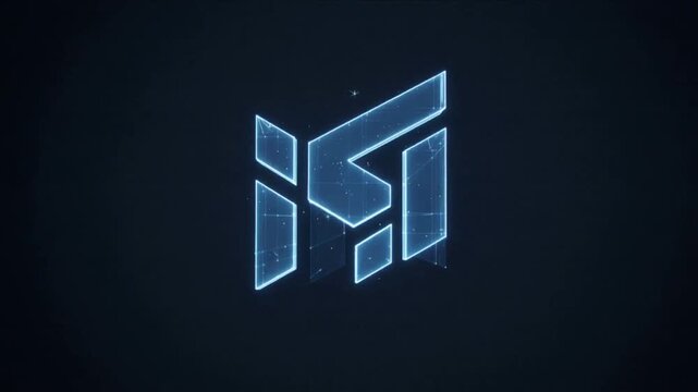 Tilting gold JB emblem sliding on dark table, camera shifting, blue streaks assembling neon logo