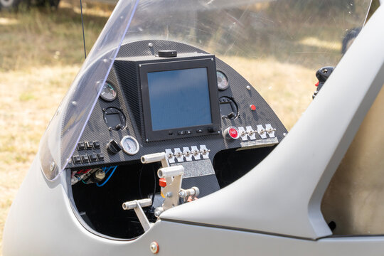Modern two-seater small helicopter cockpit