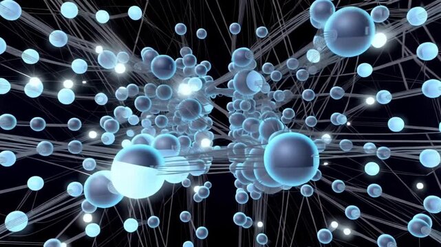 Abstract blue DNA molecule background with bubbles and glowing design animation 4k video
