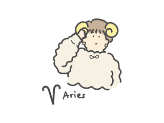 Fototapeta premium おひつじ座 十二星座 イラスト（Aries）