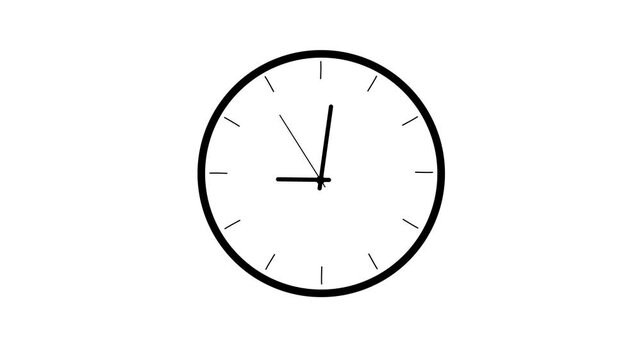 Clock spinning, watch animation on transparent background with alpha channel.Black clock icon with moving arrows in 24 hours day and night fast speed on a white background 4k animation video