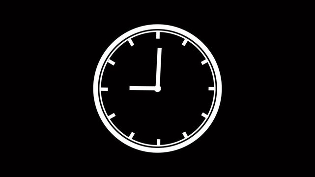 Clock spinning, watch animation on transparent background with alpha channel.Black clock icon with moving arrows in 24 hours day and night fast speed  4k animation video on black background4k animatio