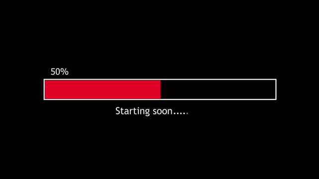 Abstract loading icon animation . Loading bar and percentage Futuristic progress animation with glowing round corners loading bar 0-100 % on black background.