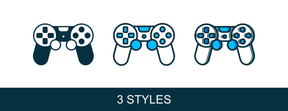 Filled outline Game controller or joystick for game console icon isolated on white background. Vector