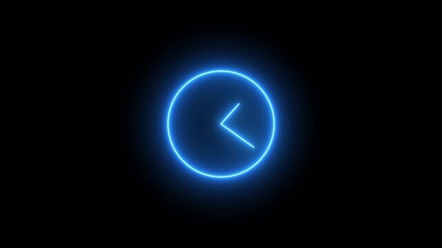 Prostrate red glowing neon clock animation with geometric abstract colorful circle video