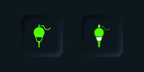 Green Fishing float icon isolated on black background. Fishing tackle. Black square button. Vector © Iryna