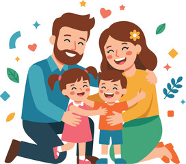 Fototapeta premium A joyful, loving family embracing each other, representing happiness, unity, and togetherness on a special day