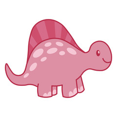 Cute pink dinosaur character design © Vexels