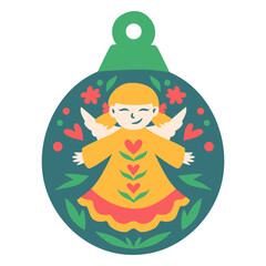Naklejka premium Christmas ornament with an angel on it