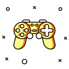 Filled outline Gamepad icon isolated on white background. Game controller. Flat filled outline style with shadow. Vector © Iryna