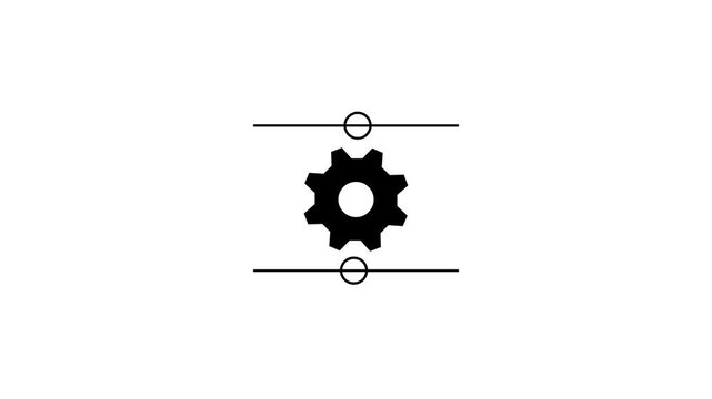 Animated gear application setting, motion graphic design with transparent background 4k video animation.