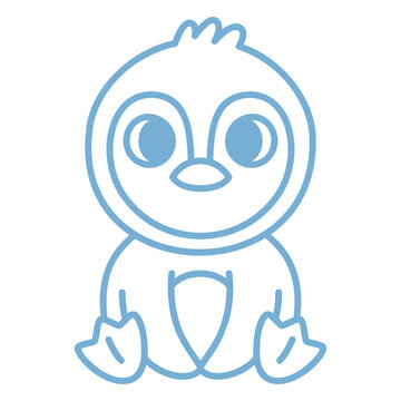Blue baby penguin icon