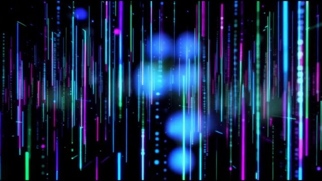 Abstract colorful vector background with bright wavy lines and digital energy patterns animation 4k video