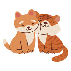 Two tiger and cat together © Vexels