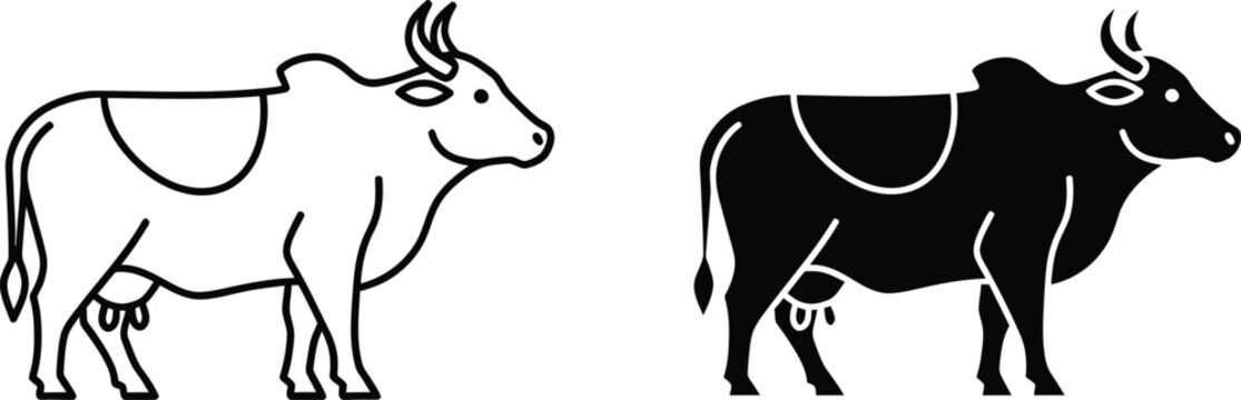 Black and white water buffalo vector illustration
