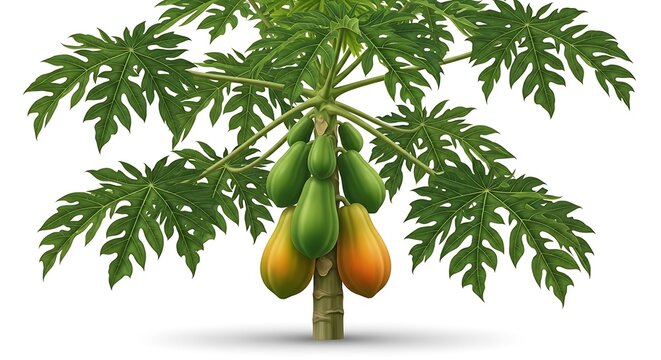 Papaya tree with ripening fruit a tropical harvest illustration